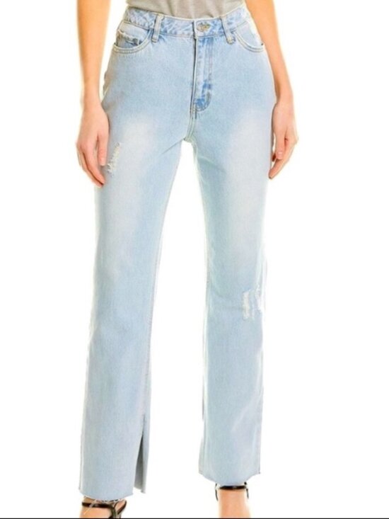 Avec Les Filles Denim - Avec Les Filles High Rise Slit Hem Wide Leg Jeans